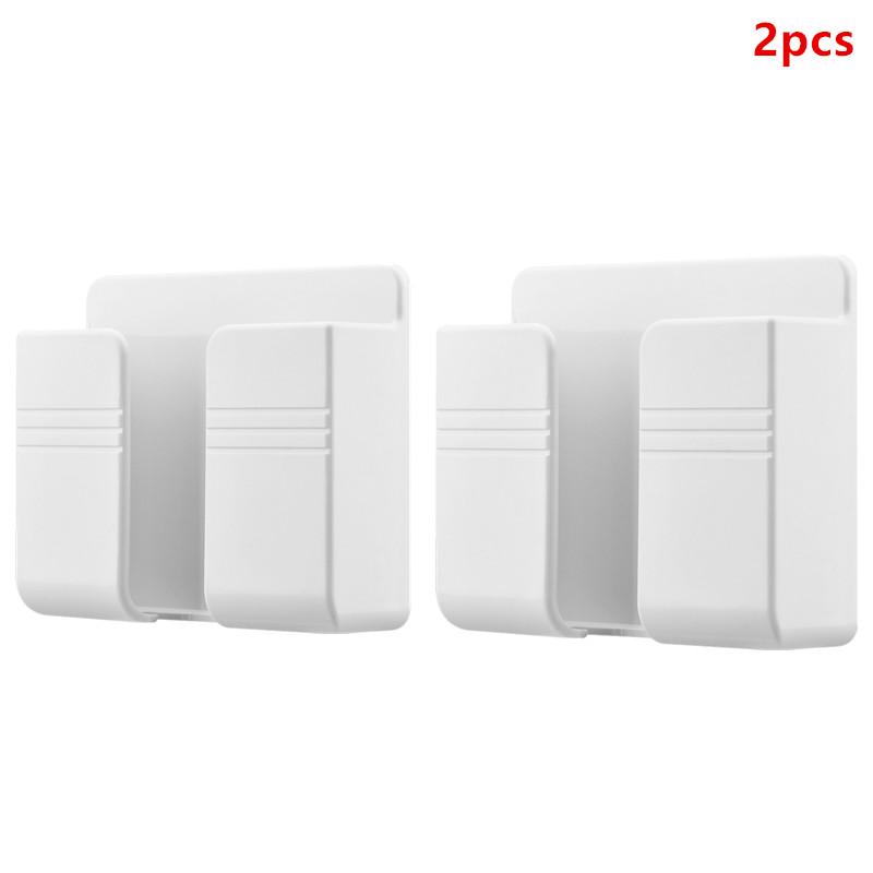 2/5Pcs Wall Mounted Storage Phone Charging Remote Control Holder With Holes For Kitchen Bedroom Bathroom
