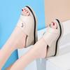 Soft Leather Slippers Women's Summer Wedge Heels Women's Shoes Versatile Muffin Thick Sole Heightening One-word Sandals Women's Shoes
