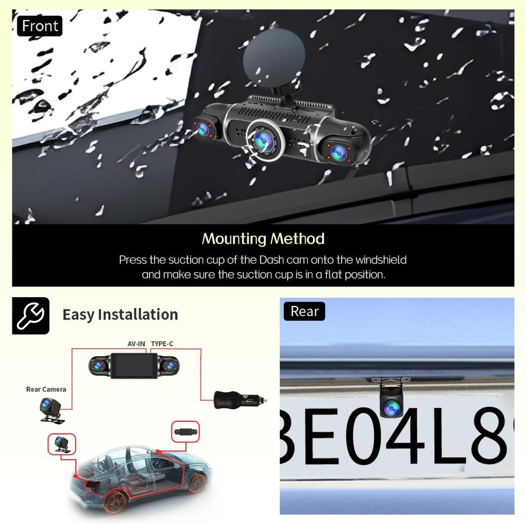 4 kanaler Dash Cam for biler WIFI APP Videoopptaker 1080P Bil DVR Ryggekamera Parkeringsmonitor DashCam Biltilbehør