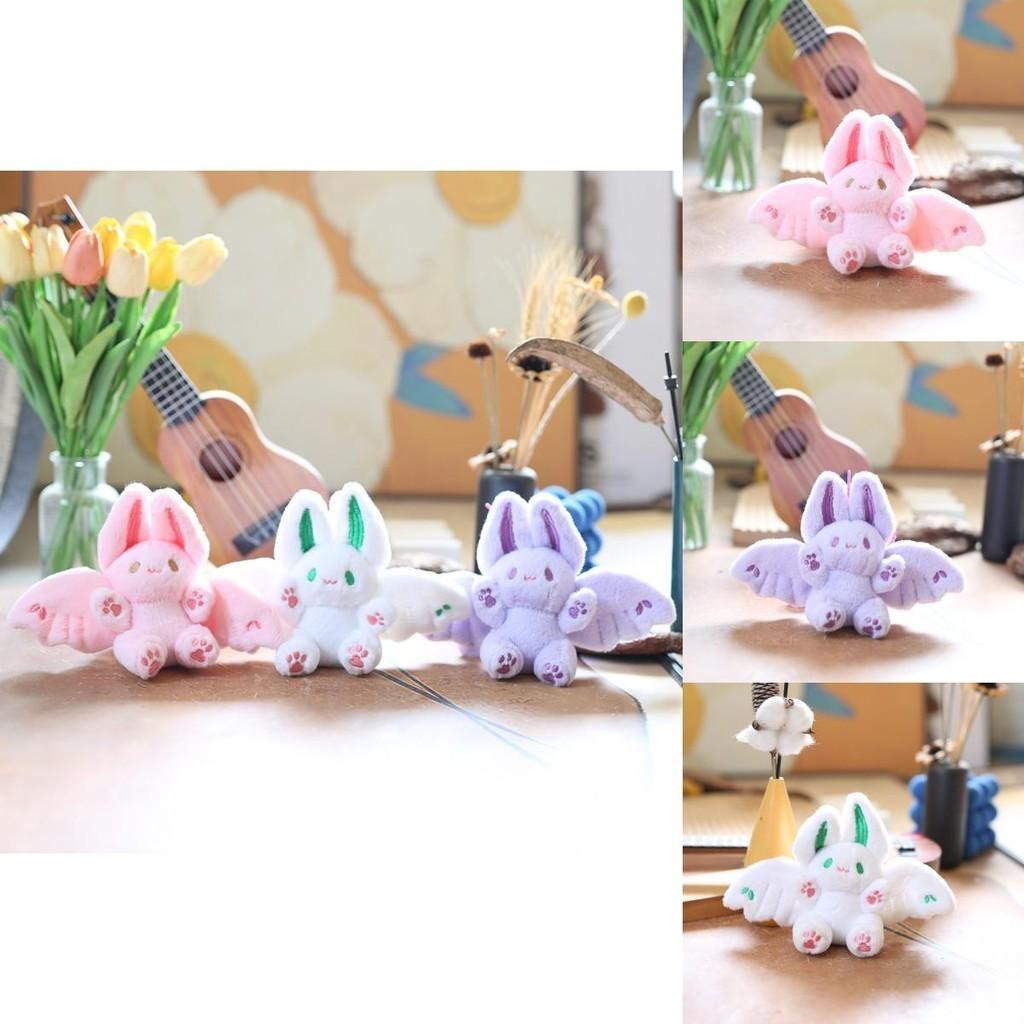 Adorable Pink Bat Bunny Plush Toy Cute Rabbit Stuffed Animal With Soft Fur