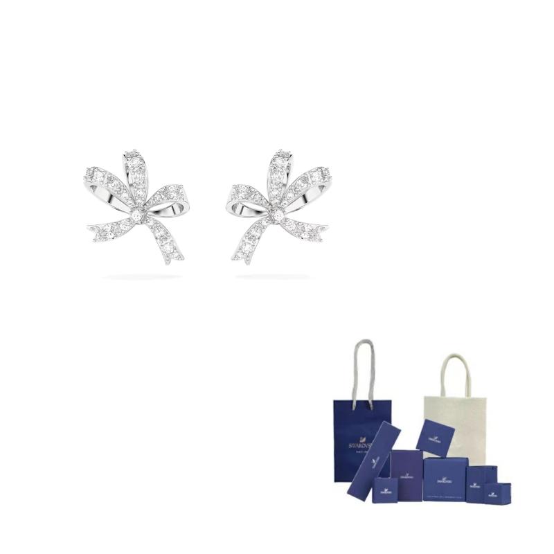 Swarovski Volta Crystal Stud Earrings Womens F-Original Brand Box And Bag серебряный