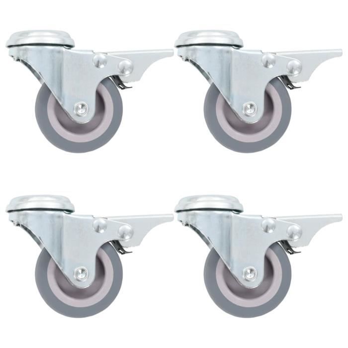 VidaXL 4 pcs Roulettes pivotantes à trou de boulon à double frein 50mm