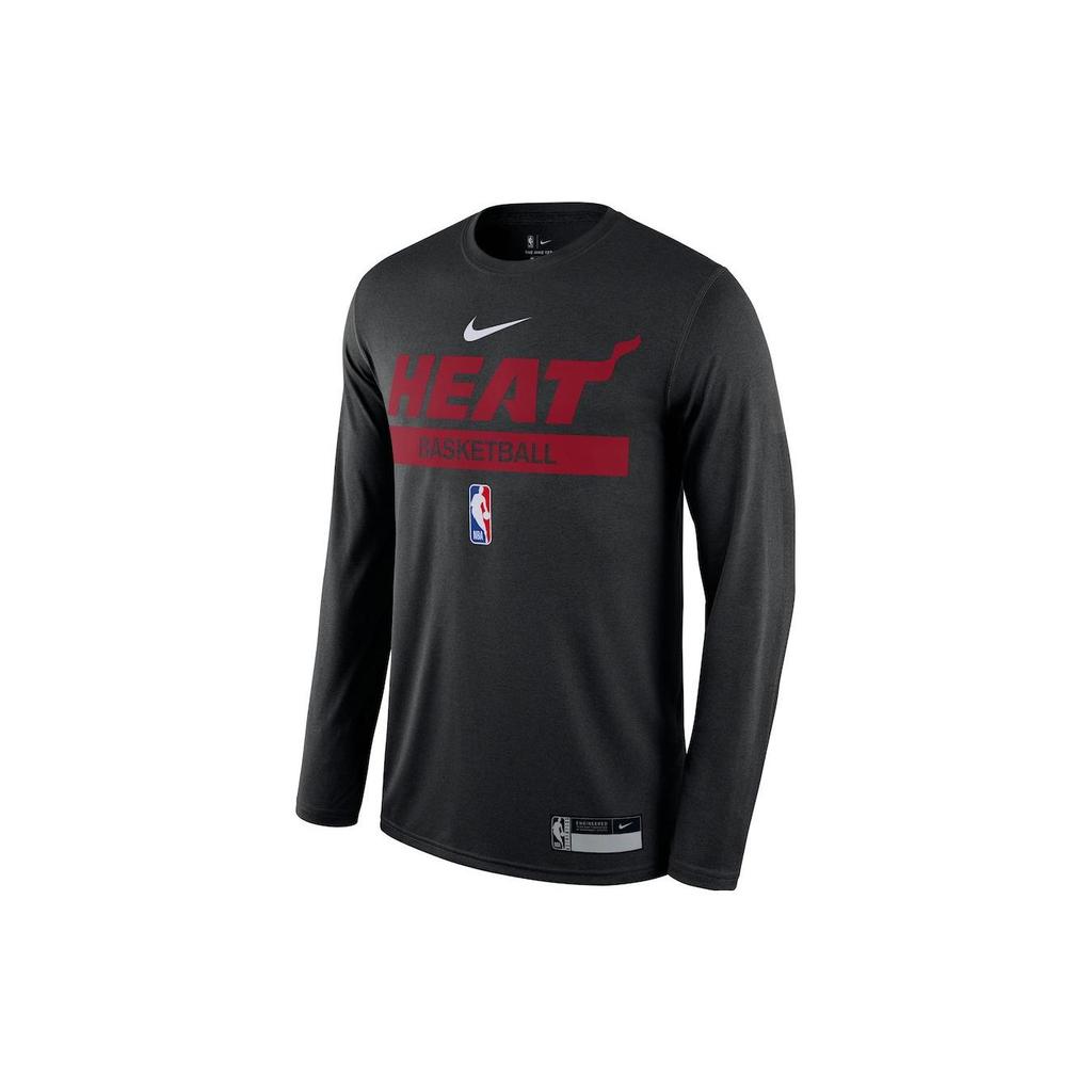 Nike Miami Heat Logo Print Long Sleeve T-Shirt Men Tops Black DR6526-010