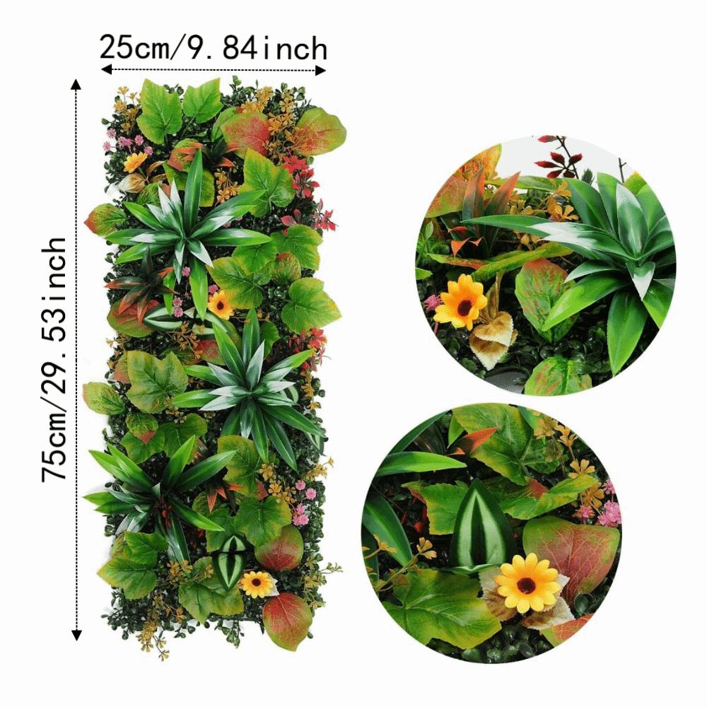 DIY Artificial Plant Wall Panel 75x25cm Flower Simulation Maple Plant Sheet Durable Lifelike Fake Green Grass Mat Privacy Screen