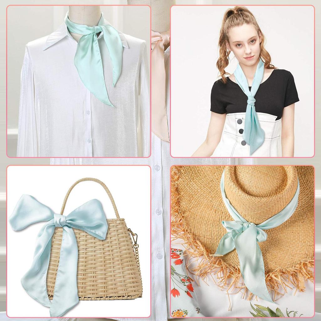 Women Satin Neck Scarf, Solid Color Thin Hair Tie Waistband