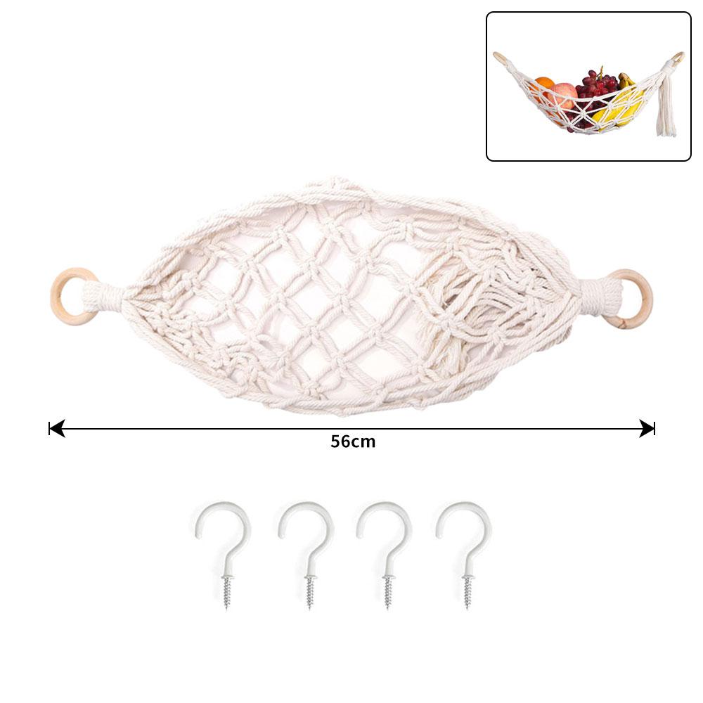 Under Cabinet Fruit Hammock Boho Woven Hanging Vegetable Hammock Household Hanging Kitchen Storage Basket Organizer
