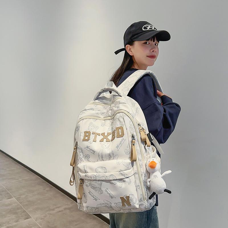 Casual Printed Schoolbag Male High School Student Fashion Large Capacity Backpack Female College Student Computer Backpack