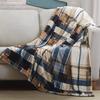 Turquoise Plaid Blanket Farmhouse Blanket Office Sofa Nap Blanket Travel Portable Blanket