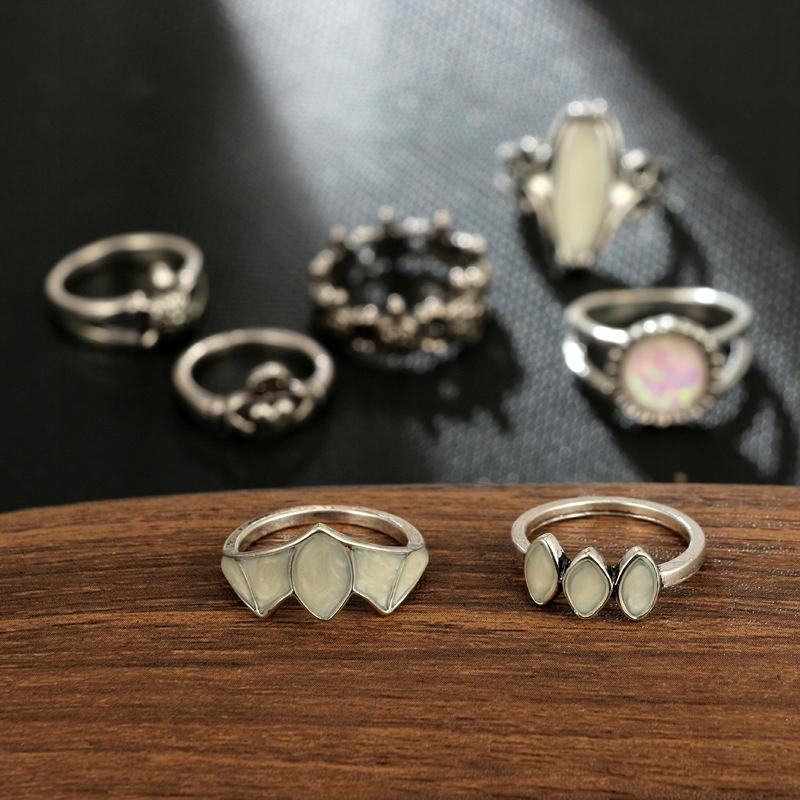 Silver Retro Punk Boho Ring Set 73