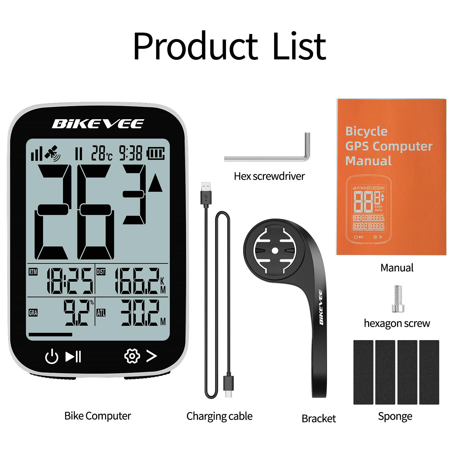 

Bike Accessories GPS Cycling Computer Waterproof Mountain Road Bicycle Wireless Speedometer Tachymeter Odometer Cyclocomputer BKV-3001W-B