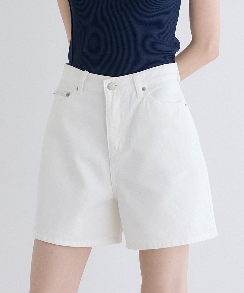 OURHOPE Signature High-Rise Denim Shorts - White