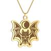 Kinitial Stainless Steel Runic Tribal Vampire Bat With Moon Men Necklace Punk Jewelry Pendant Necklace