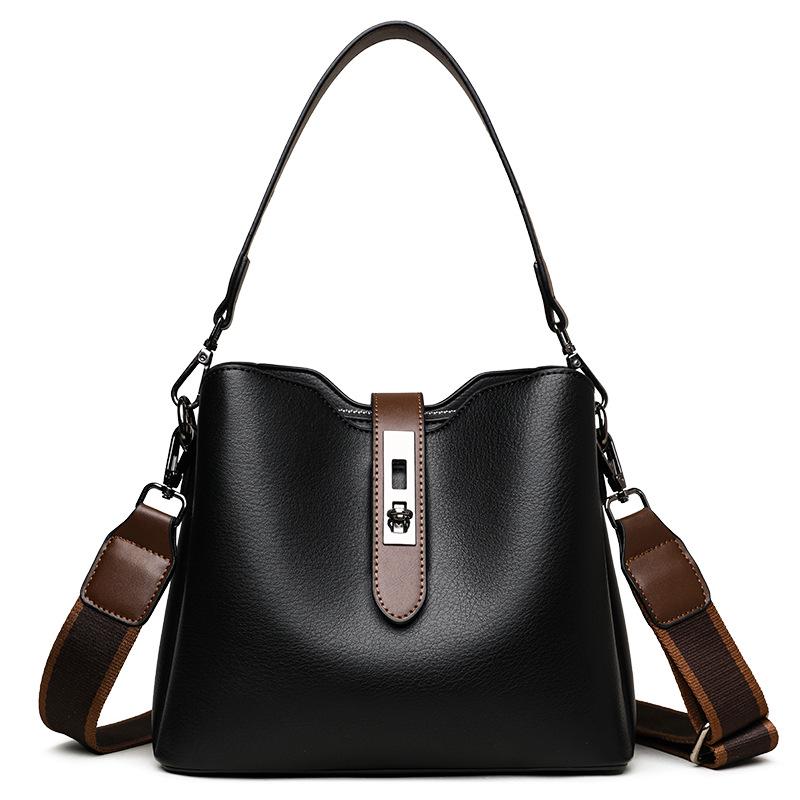 Minimalist Light Luxury Crossbody Shoulder Bag - Fashionable, High-Value, Casual Bucket Design чёрный