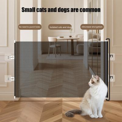 Pet Gate Indoor Retractable Stair Barrier 49 Inch Wide Childproof No Drilling Gate for Kitten Puppy House Yard Garage Patio Deck