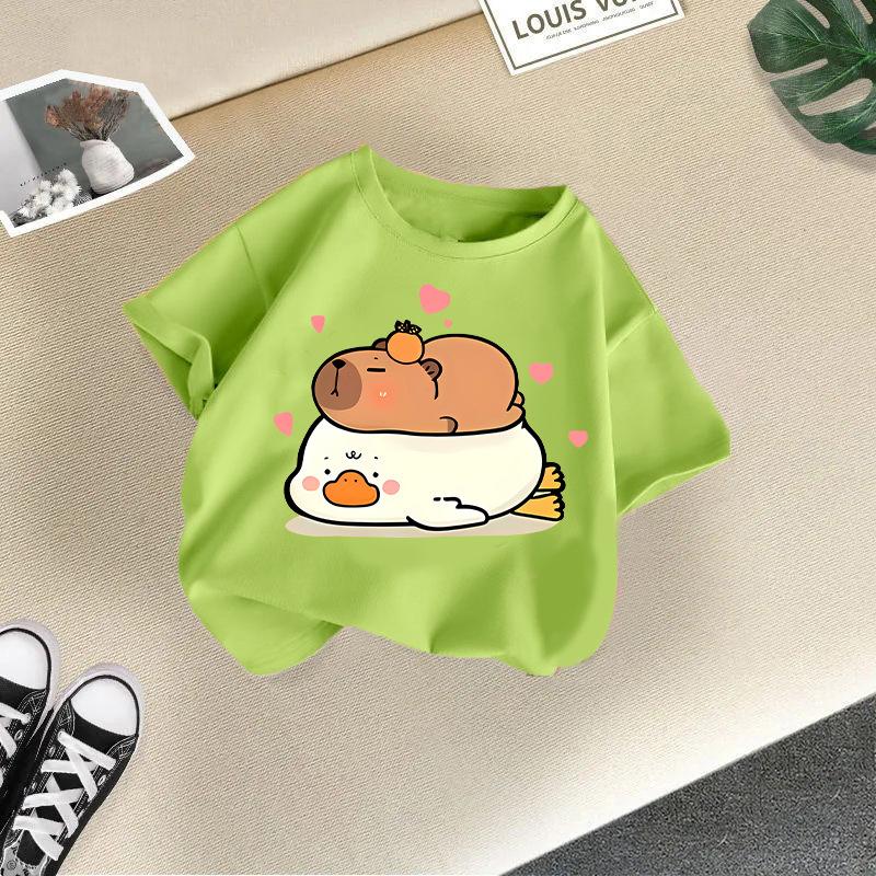Children's Casual Short-sleeved T-shirt - Summer Boys' And Girls' Loose Capri Ballo T-shirt