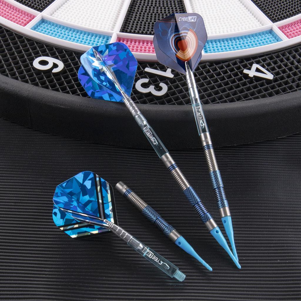 CyeeLife Plastic Tip Dart Arrows Tungsten 3 Points Tungsten Soft Professional Dart Set with Shaft and Tip 90% 90% Darts, Flight,