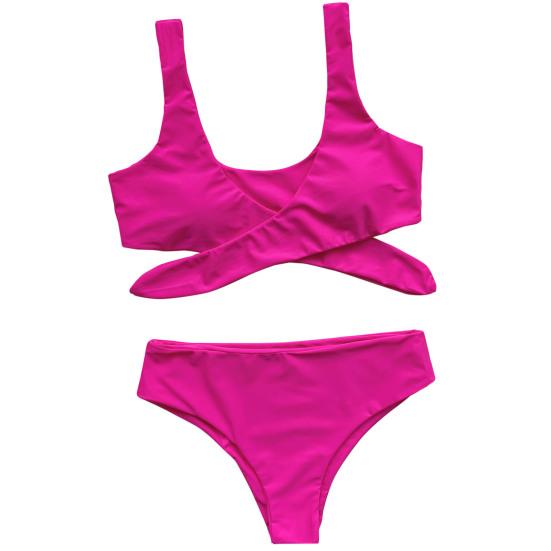 Bikini Set Bow Knotted Strap Solid Color Two-piece Women Swimsuit Beach