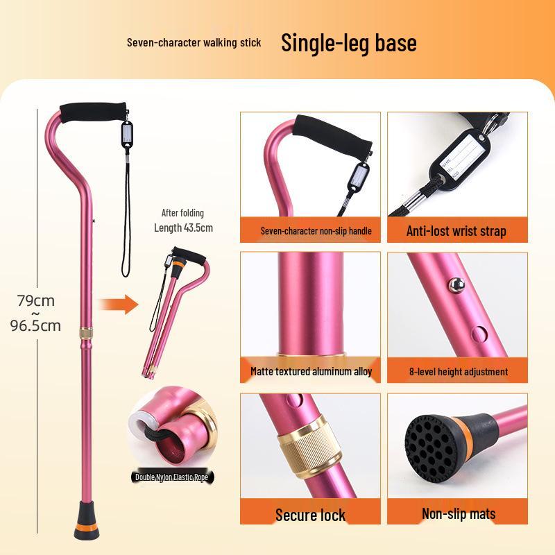 

Aluminum Alloy 8-Speed Telescopic Folding Cane: 3-Section Walking Stick with Non-Slip Grip, Gift Boxed for Elderly