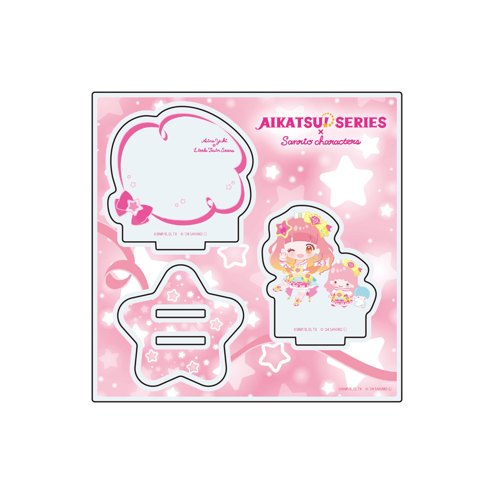 

Aikatsu! Series x Sanrio Characters 04 Yuki Aine x Little Twin Stars [Mini Character Illustration] Acrylic Stand Plate
