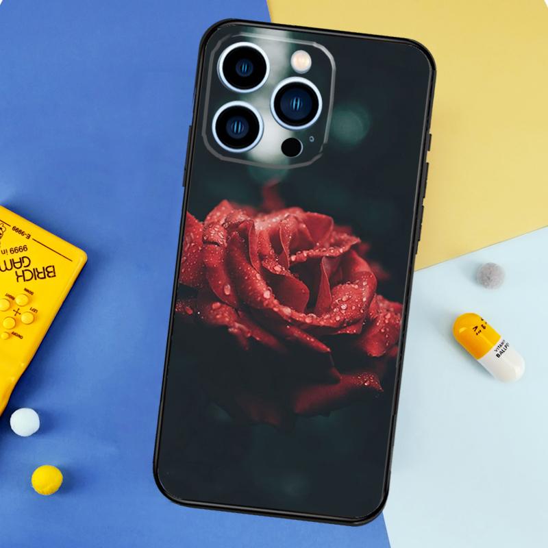 Red Rose Flower Phone Case For iPhone 17 16 14 13 12 11 15 Pro Max Plus 12 13 Mini 16e 17 Air Bumper Cover