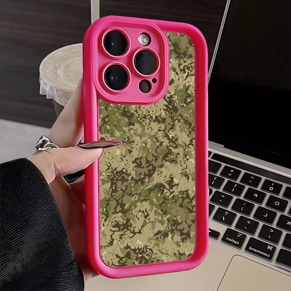 LZ6 Camouflage Camo Design Silicone Phone Case for iPhone 11 13 14 15 16 Pro Max 7 8 16 Plus 12 mini XS Max XR Shockproof Back Cover