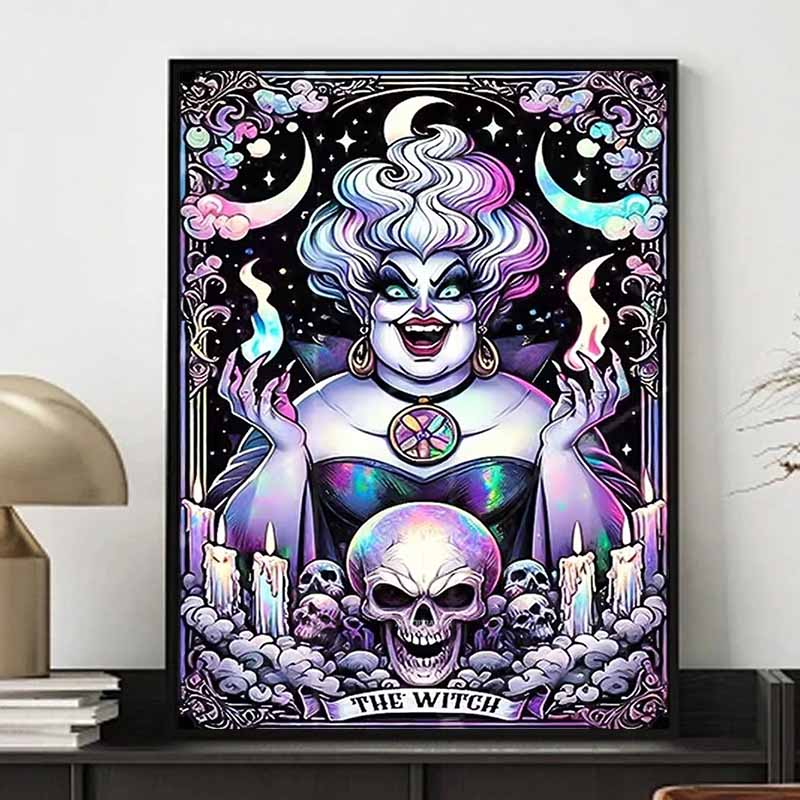 Disney 5D DIY Diamond Painting Ursula Dark Neon Tarot Style Illustration Full Round Diamond Mosaic Cartoon Dog Embroidery Art Painting Home Decor