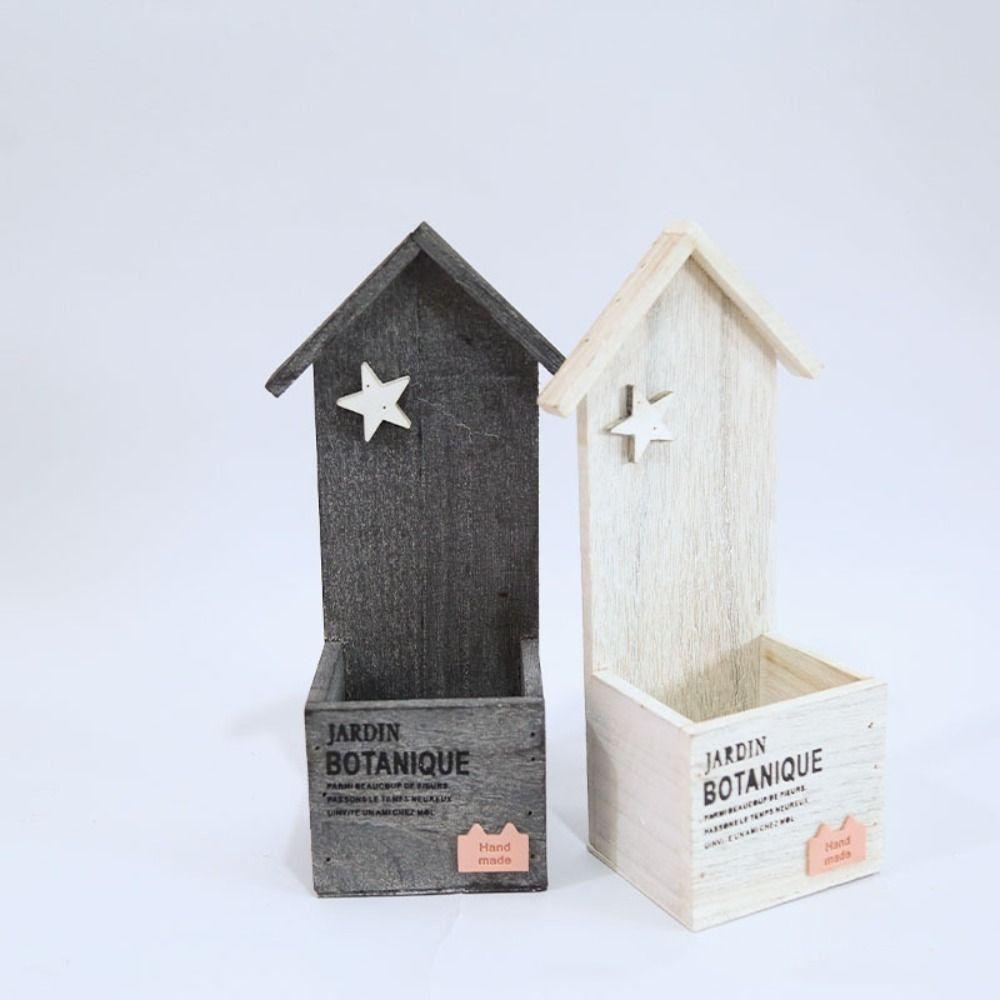 Vintage Flower Pot Wooden Pen Holder Crafts Storage Box  Miscellaneous Organizer