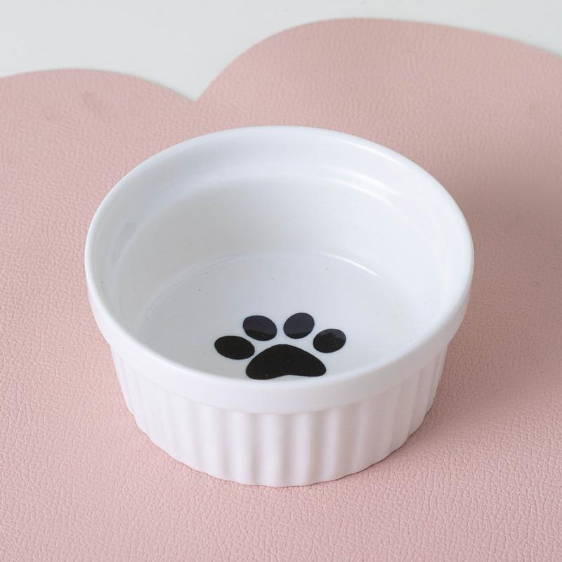 Cartoon Pet Dog Cat Bowl Ceramic Bowl Iron Frame Table Into A Kitten Skid Resistant Double Bowl Small Dog Food Feeder