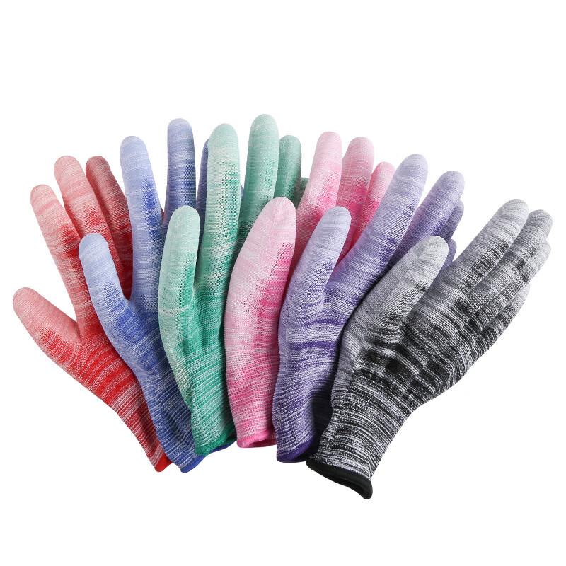 Yinggejiejia 13-Gauge Thin White PU Finger-Dipped Work Gloves