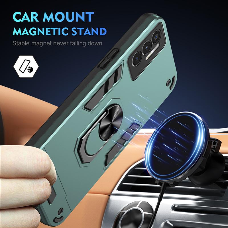 Luxury Armor Shockproof Phone Case For Tecno Pova 3 4 Pro Pova 5 Pro For Tecno Pova 6 Pro Car Magnetic Ring Holder Back Cover