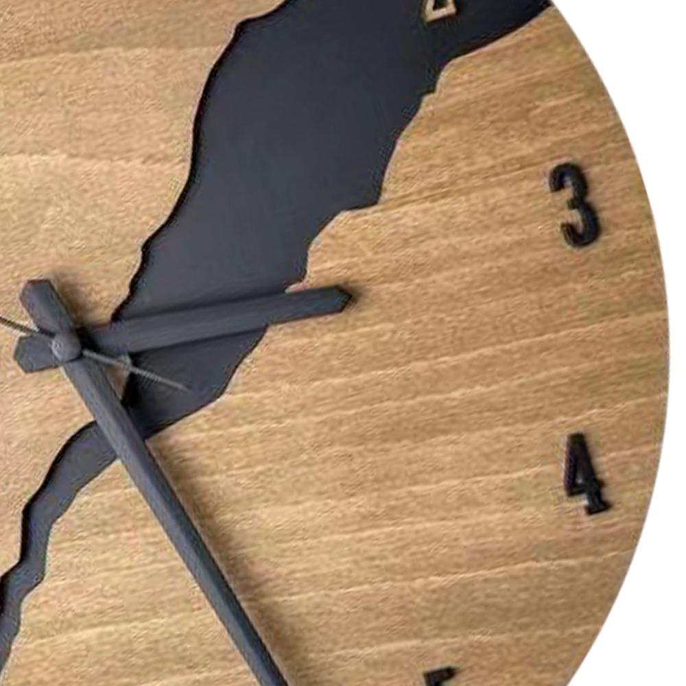 Non-Ticking Mechanism Wooden Wall Clock Cracked Wood Texture Rustic Wall Clock For Office