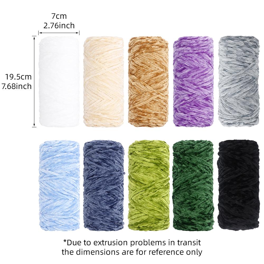 5pcs Soft Polyester Velvet Yarn Set - Luxurious Chenille Yarns, DIY Knitting & Crocheting for Crafts, Hats, Blankets, Scarves