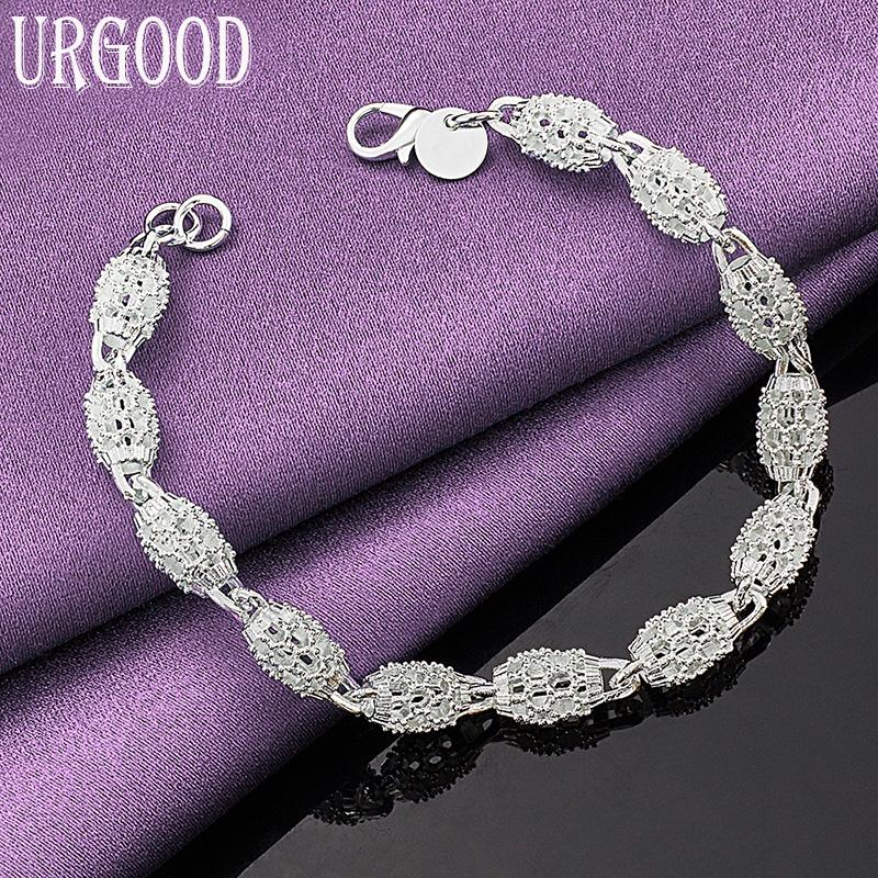 925 srebro owalna bransoletka prezent modna biżuteria