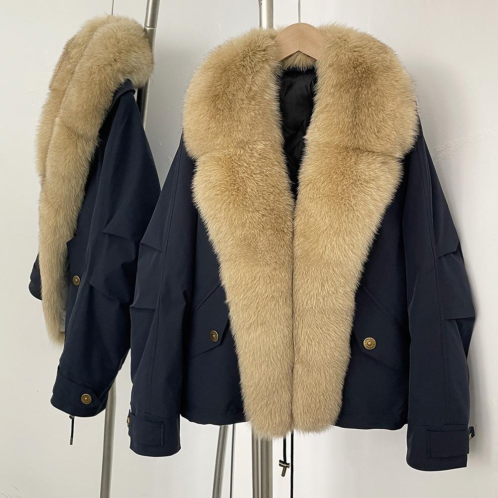 Fur Parka Jacket Fashion Short White Down Coat Winter Clothes Women Real Fur Puffer Jacket