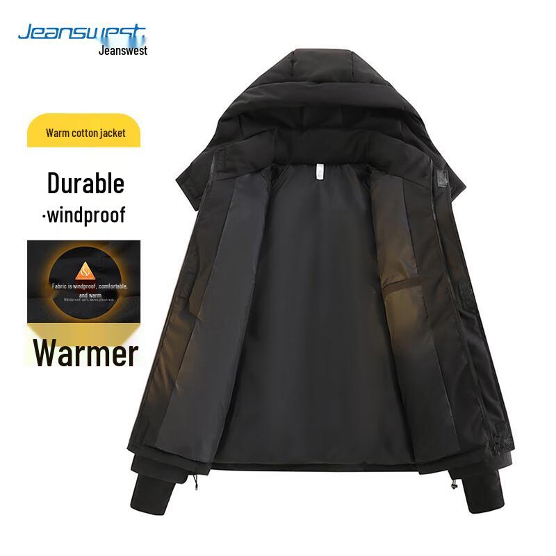 Jeanswest Men's Winter Thick Padded Jacket with Removable Hood