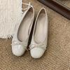 Flat-bottomed French Small Red Single Shoes Women's Shoes 2025 Spring Bow Soft Sole with Skirt Ballet Evening Shoes