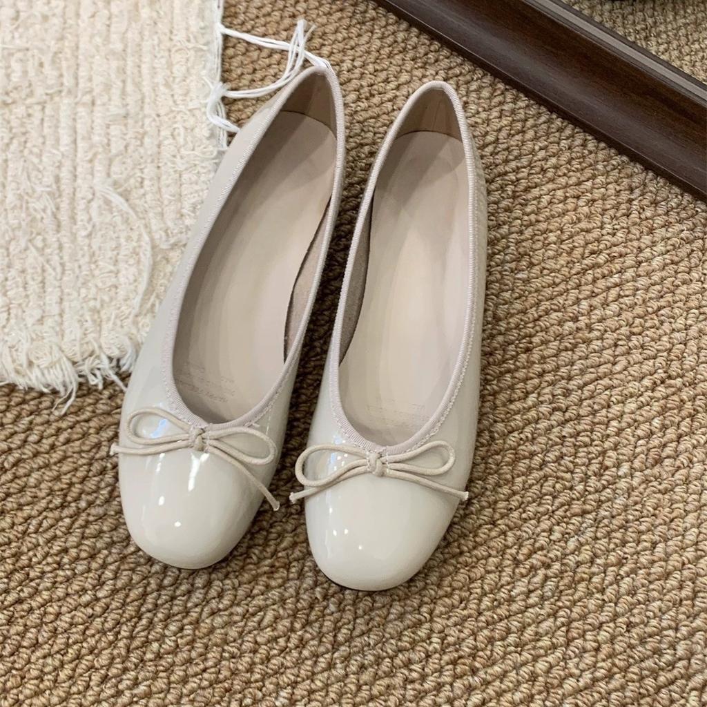 Flat-bottomed French Small Red Single Shoes Women's Shoes 2025 Spring Bow Soft Sole with Skirt Ballet Evening Shoes