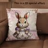 2D Cute Bunny Dressed In Flowers Pillow Covers Pattern Cushion Cover Suitable For Sofa Bedroom Car Pillow Cover
