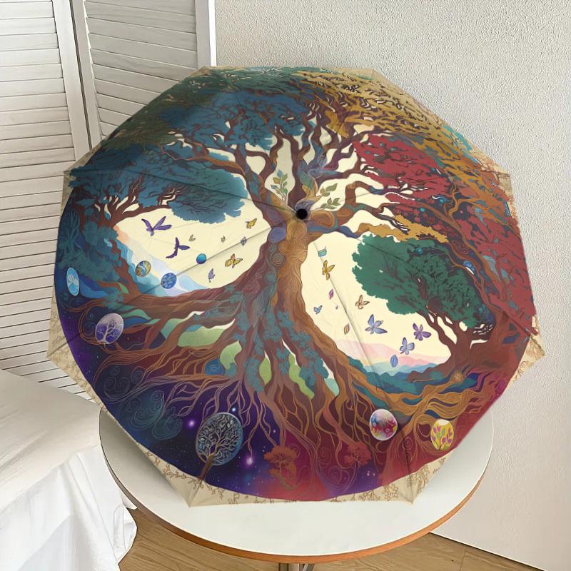 

1pc Tree of Life: Nature s Harmony Umbrella with Plastic Handle,Suitable for All Seasons Home Travel Outdoor UmbrellaDD274