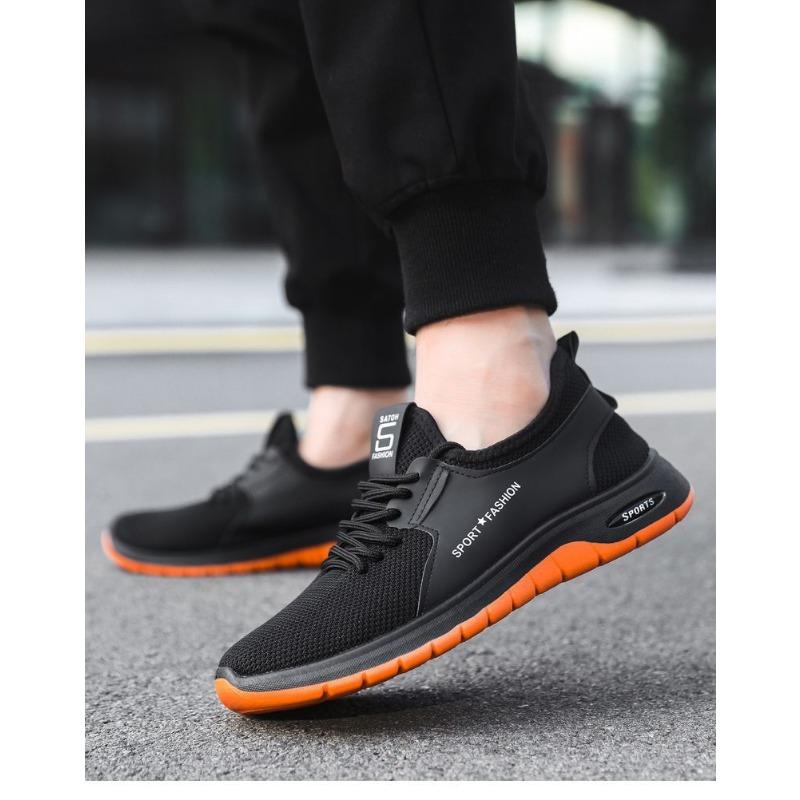 Men New Spring Summer Breathable Fly Knit Sports Casual Shoes, Thin Wear-resistant Safety Protective Work Shoes, Cross-border Footwear
