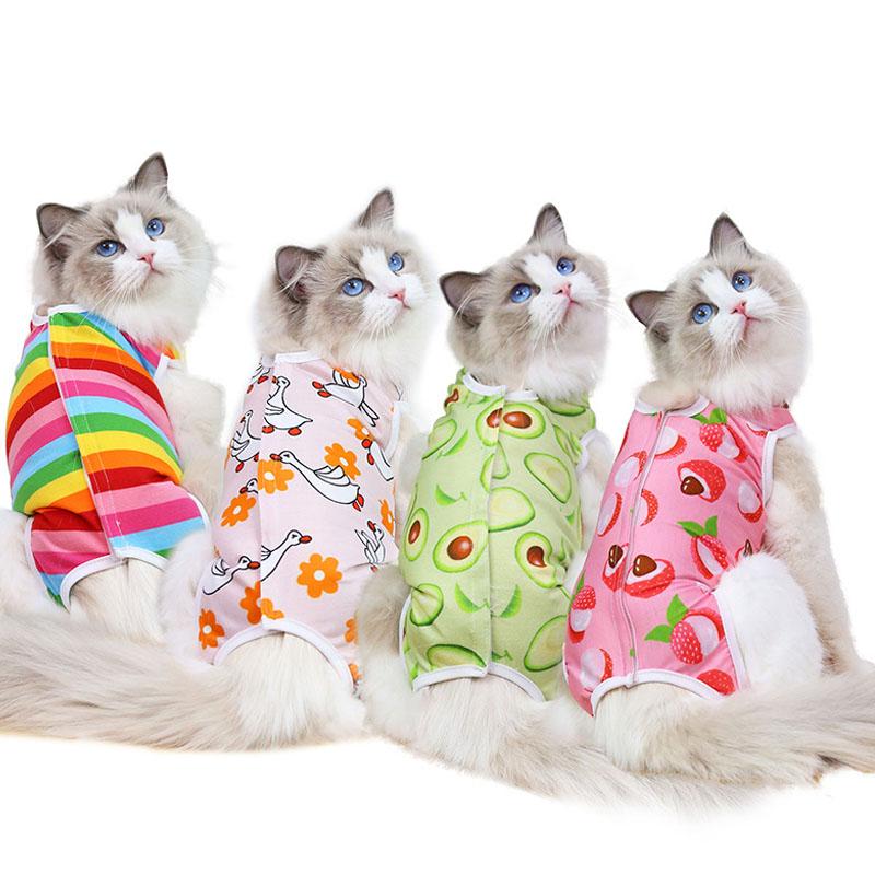Cute Print Dog Pajamas Overalls Swan/Rainbow/Lichi/Avocado Pattern 4Legs Sleeveless Vest Jumpsuit Pyjamas For Small Dogs Clothes