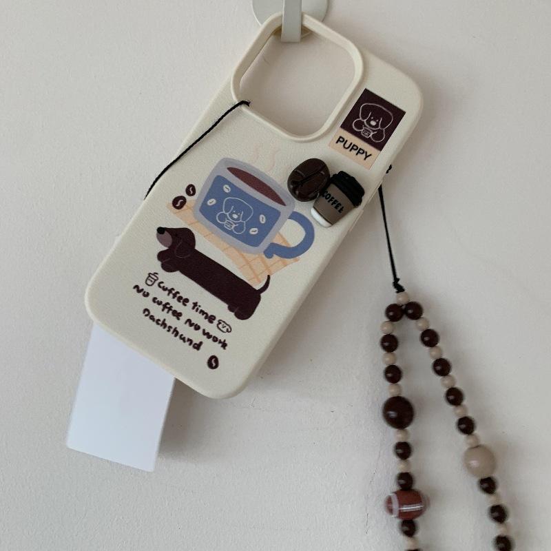 Cartoon for Apple 16 Promax Mobile Phone Case 16 Simple 14 Pro Lychee Pattern for IPhone 13 with Bracelet 12