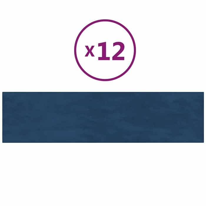 VidaXL Panneaux muraux 12 pcs Bleu 60x15 cm Velours 1,08 m² 343834
