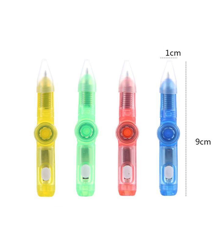 Creatieve Glitter Vingertop Gyro Pen Lichtgevende LED Balpen Roterend Stressverlichtend Fidget Speelgoed voor Kinderen Feestartikelen