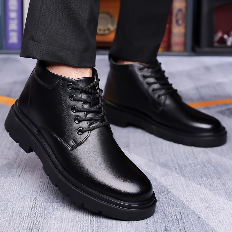 Martin Men's Shoes Autumn and Winter New  Dress Leather Shoes Men's Velvet Thermal Cotton Shoes Snow Boots