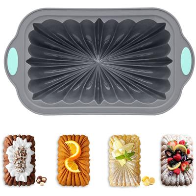 Silikon-Brotkastenform mit geriffeltem Design, lebensmittelechte Antihaft-Silikon-Backform für Kuchen, metallverstärkter Rahmen sicher