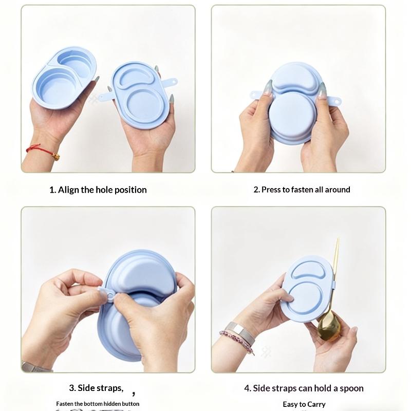 Contenitori per Snack in Silicone con Coperchi Pieghevoli Riutilizzabili Scatole per Snack Contenitori a Doppio Scomparto Ciotole per Condimenti Gadget da Cucina