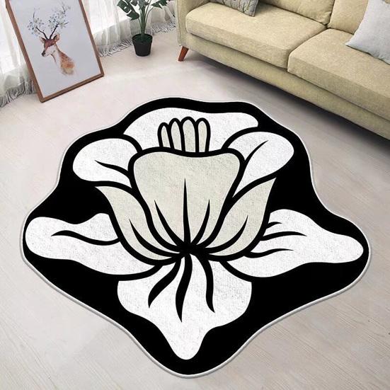 3D Flower Area Rug Absorbent Quick Dry Irregular Plush Floral Floor Mat Washable Non-slip Living Room Bedroom Bathroom Kitchen Decoration Carpet