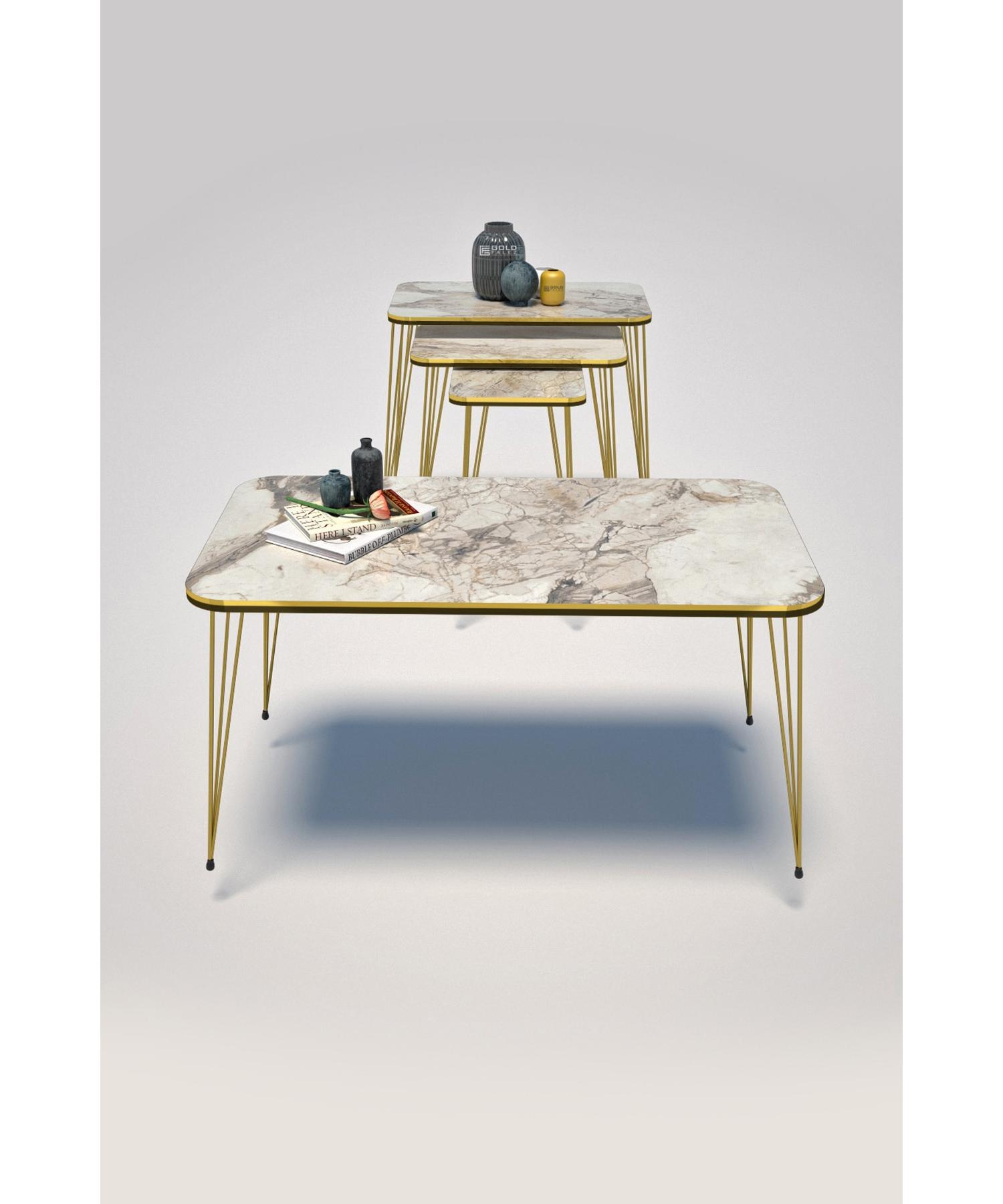 

Nesting Table Kr And Center Table Kr Set Double Gold Efes Tel 1112