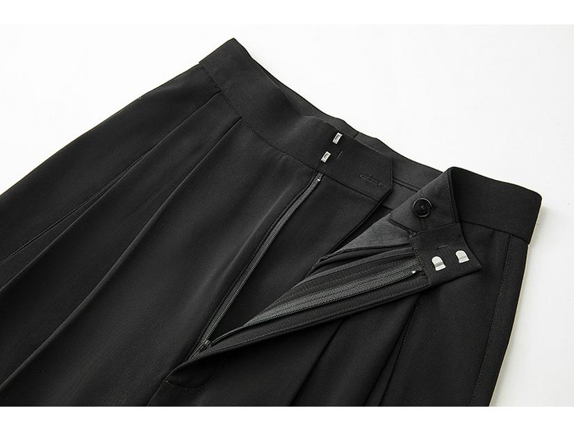 2026 Spring/Summer Women's Gray High-Waisted Wide-Leg Pants - Casual, High-End, Long, Straight-Leg Style